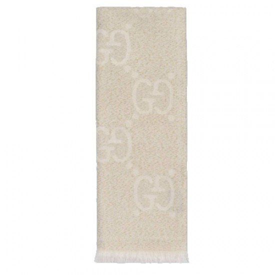 GG Jacquard Wool Scarf Pink Ivory