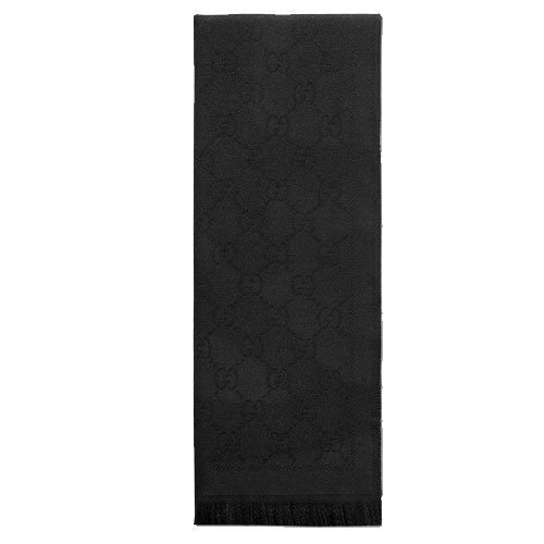 GG Jacquard Pattern Knit Scarf Black