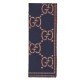 GG wool scarf navy blue red