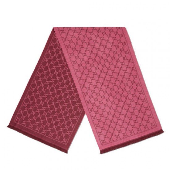 GG Jacquard Pattern Knit Wool Scarf Pink