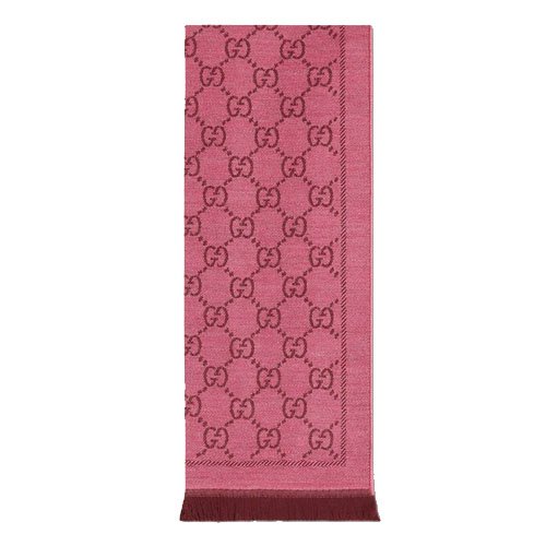 GG Jacquard Pattern Knit Wool Scarf Pink