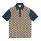 GG Cotton Polo Shirt Beige Navy