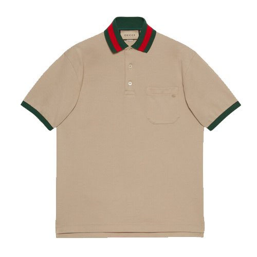 Webbing Collar Cotton Pique Polo Shirt