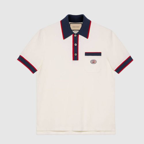 GG pique polo shirt white