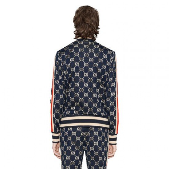 GG Jacquard Cotton Jacket Navy Blue