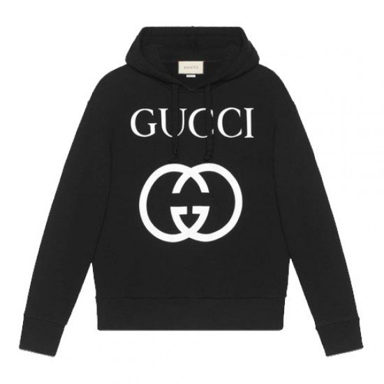 Hooded Sweatshirt with Interlocking GG Black