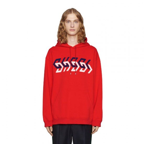 Mirror Effect Print Knit Sweatshirt Red