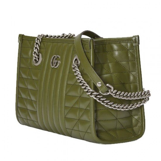 GG Marmont Small Quilted Tote Green