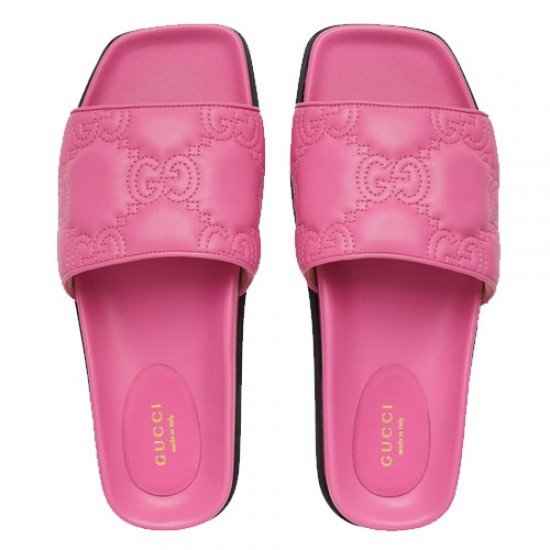 Women GG Quilted Slippers Pink