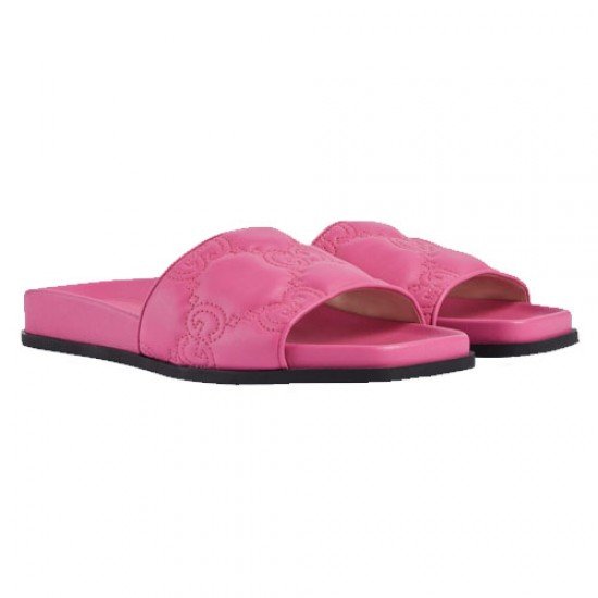 Women GG Quilted Slippers Pink