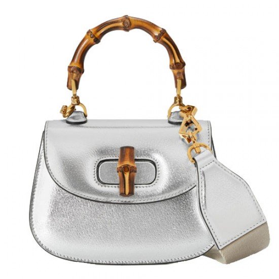 Gucci 1947 Bamboo Mini Tote Bag Silver