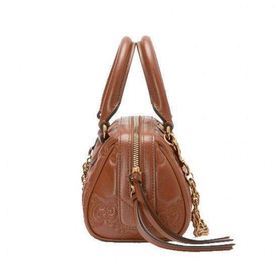 GG Quilted Leather Tote Light Brown