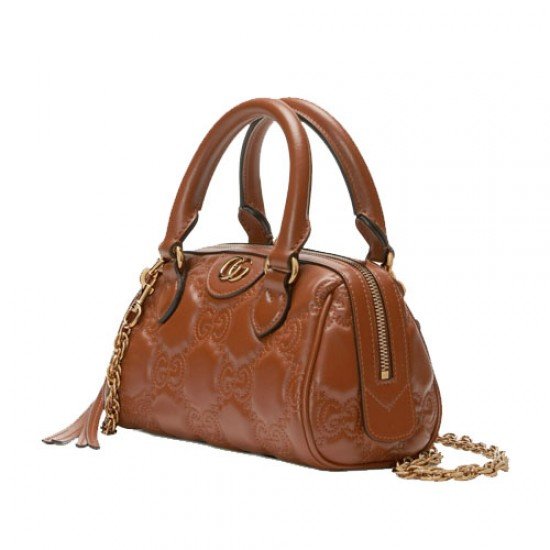 GG Quilted Leather Tote Light Brown