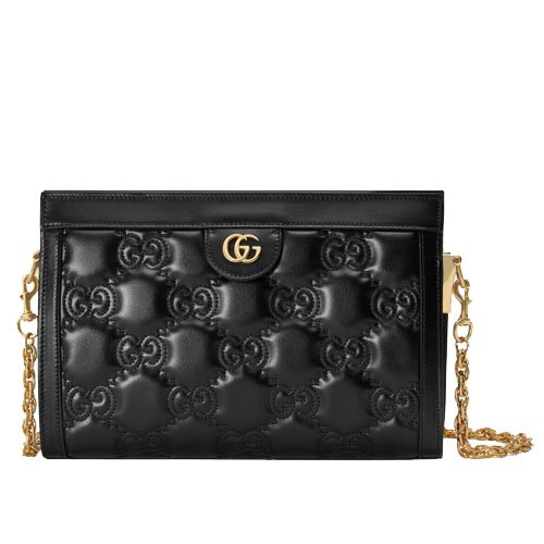 GG quilted leather shoulder bag black