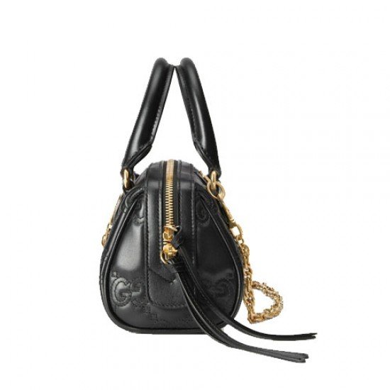 GG quilted leather tote bag black