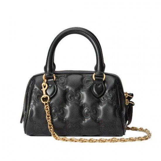 GG quilted leather tote bag black