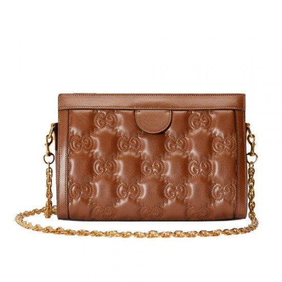 GG Quilted Leather Shoulder Bag Brown