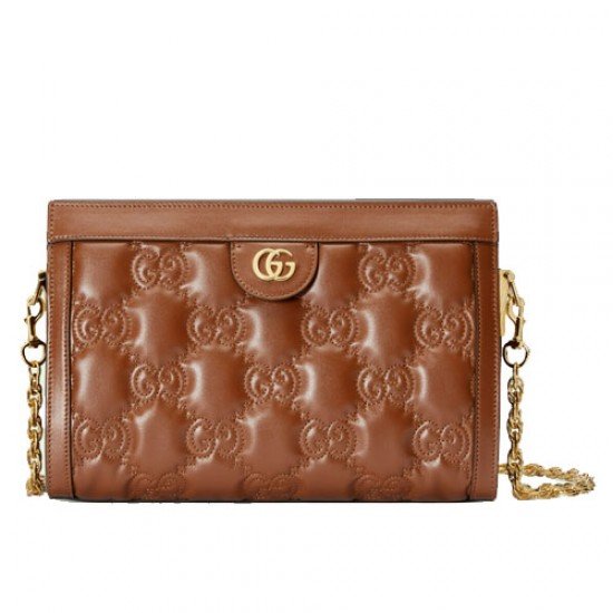 GG Quilted Leather Shoulder Bag Brown