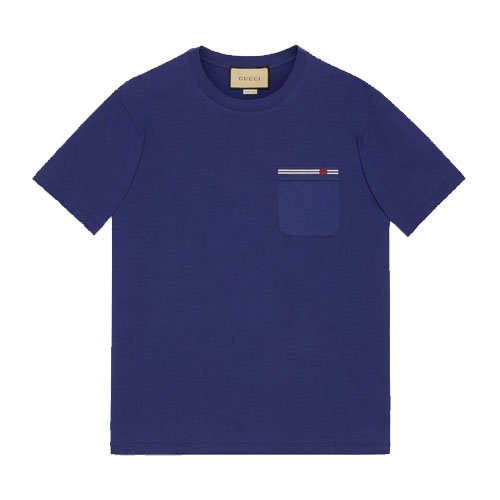 Embroidered Cotton T-Shirt Blue