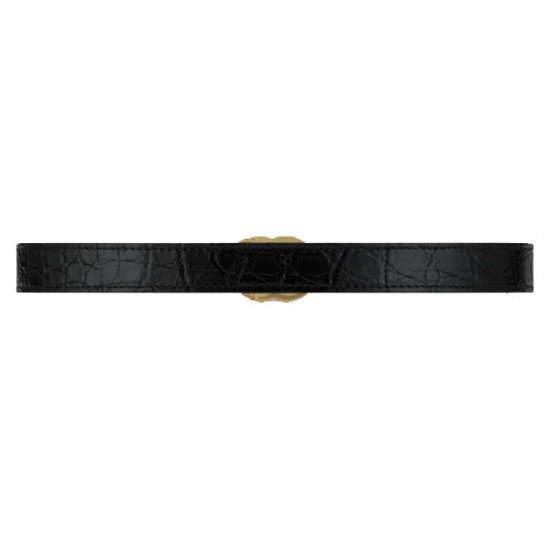 Shiny GG  Crocodile Leather Belt Black