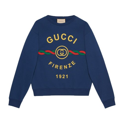Cotton Gucci Firenze 1921 Sweatshirt Blue