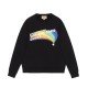 Star Print Knit Cotton Sweatshirt Black