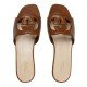 Women GG Cutout Detail Slippers Brown