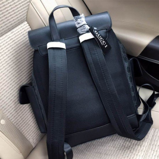 Gucci Leather Black Grey Men Backpack