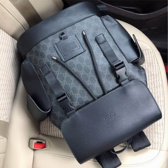 Gucci Leather Black Grey Men Backpack