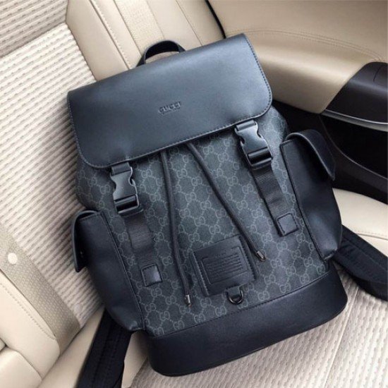 Gucci Leather Black Grey Men Backpack