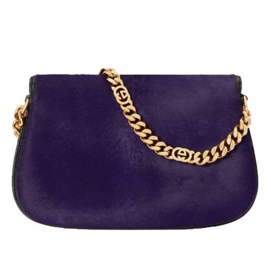 Blondie calf hair shoulder bag purple