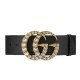 Belt with crystal double G buckle