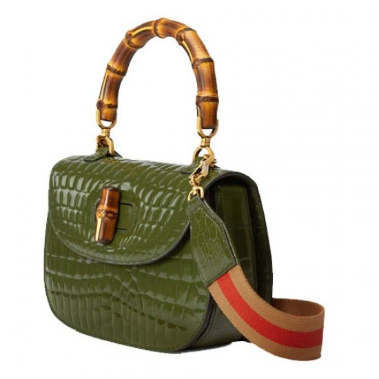 Gucci Bamboo 1947 Crocodile Olive green