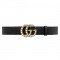 Leather belt with pearl Double G