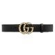 Leather belt with pearl Double G