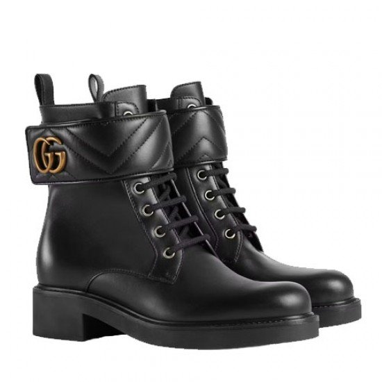 Women double G ankle boots black leather