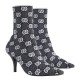 Women GG Knit Ankle Boots Black White