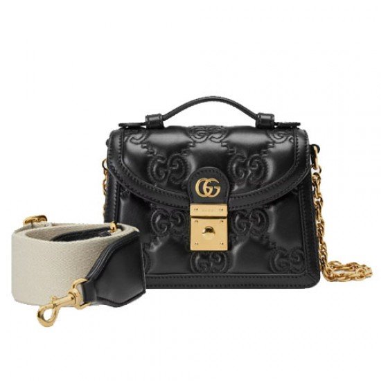 GG matelasse small top handle bag black