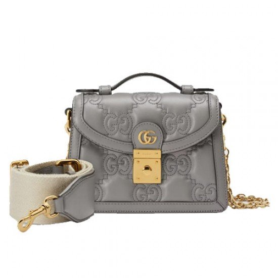 GG matelasse small top handle bag grey