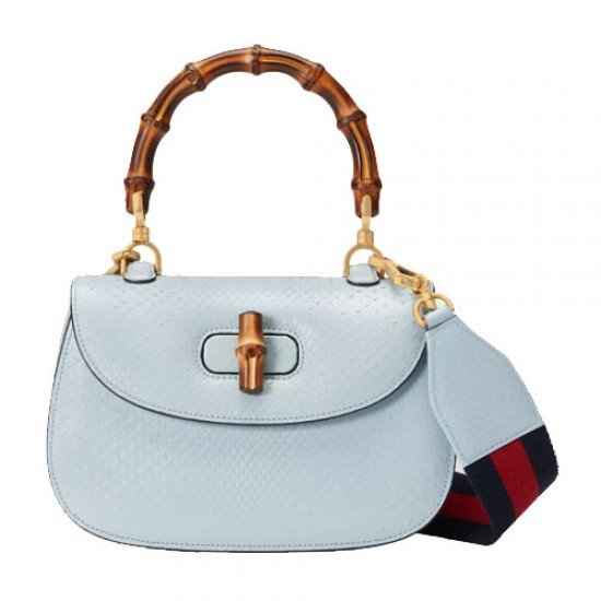 Gucci Bamboo 1947 python bag blue