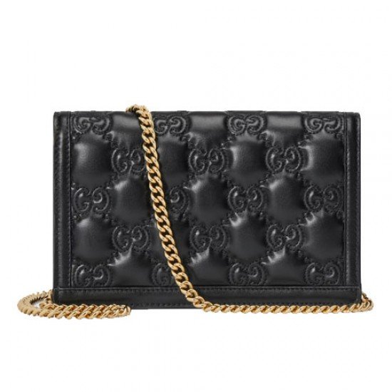 GG Matelasse chain wallet black