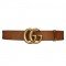 Leather belt with Double G buckle brown