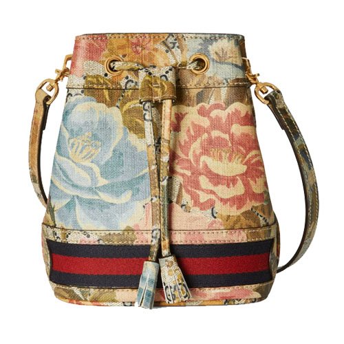 Ophidia GG Flora mini bucket bag