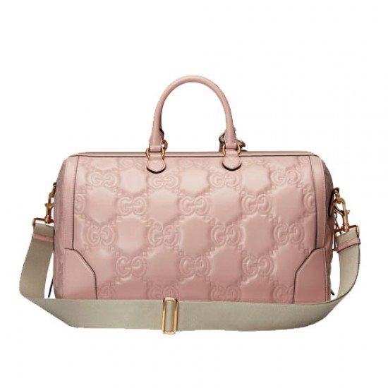 GG Matelasse leather medium duffle pink