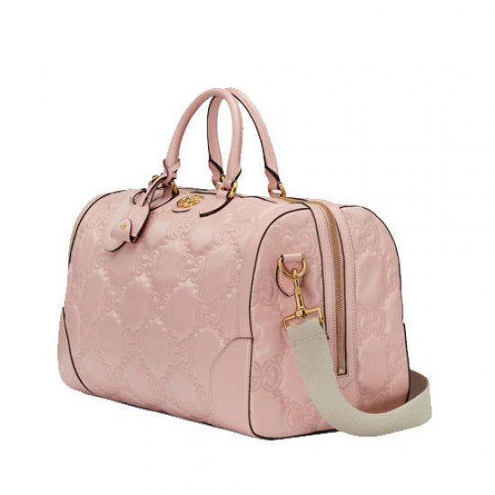 GG Matelasse leather medium duffle pink