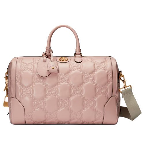 GG Matelasse leather medium duffle pink