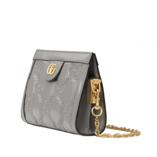 GG Matelasse leather mini bag grey