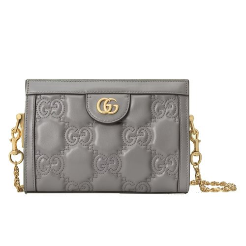 GG Matelasse leather mini bag grey