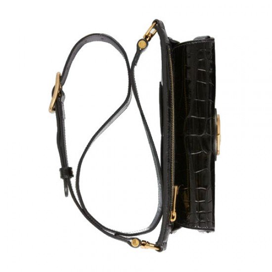 Gucci Blondie crocodile belt bag black