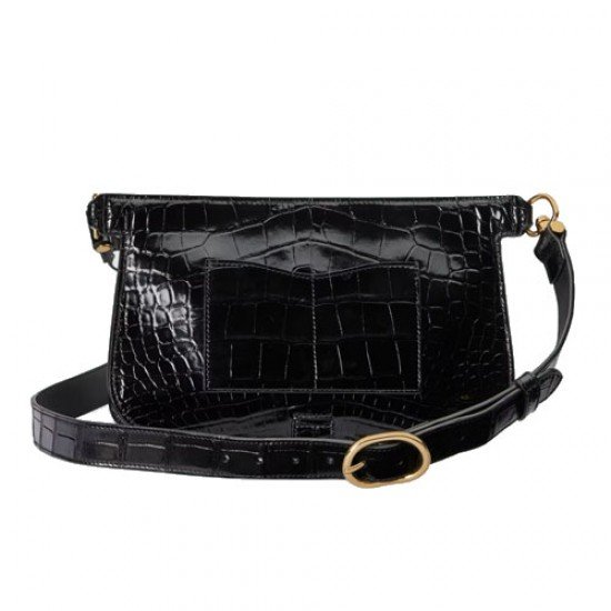 Gucci Blondie crocodile belt bag black